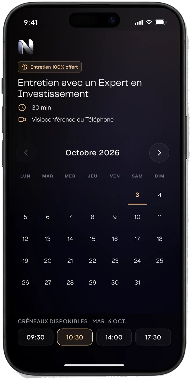 Prise de rendez-vous avec un conseiller Nvestir sur iPhone